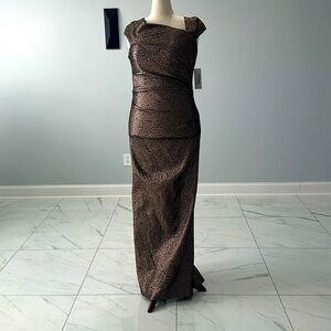 Rickie freeman, Teri Jon. Stretch - Metallic - Jacquard -  Beautiful Bronze.